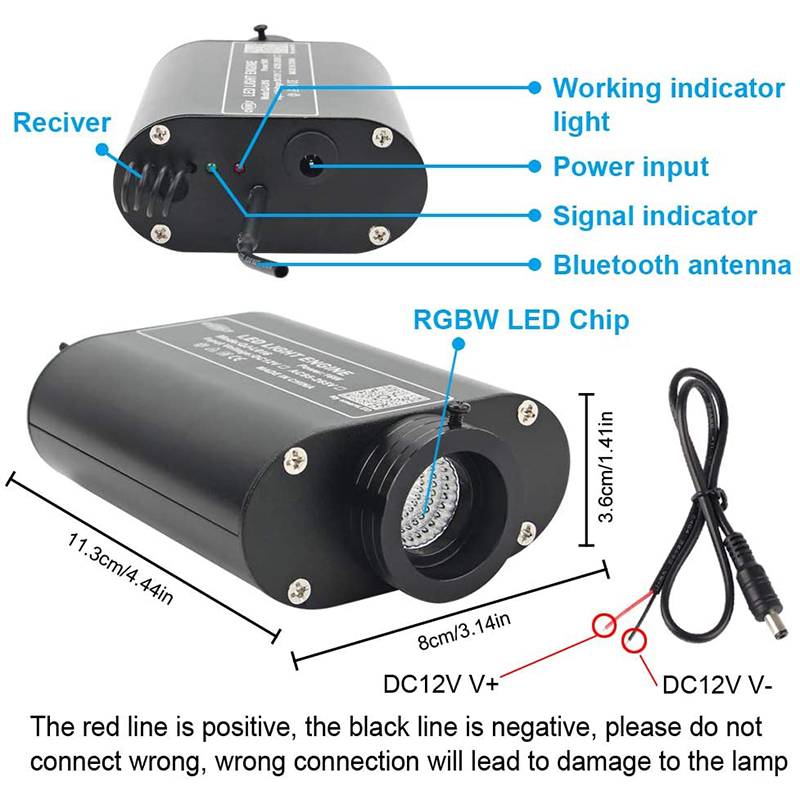 DC12V 16W Bluetooth APP RGBW Fiber Optic Light Engine DC12V 16W Bluetooth APP RGBW Fiber Optic Light Engine